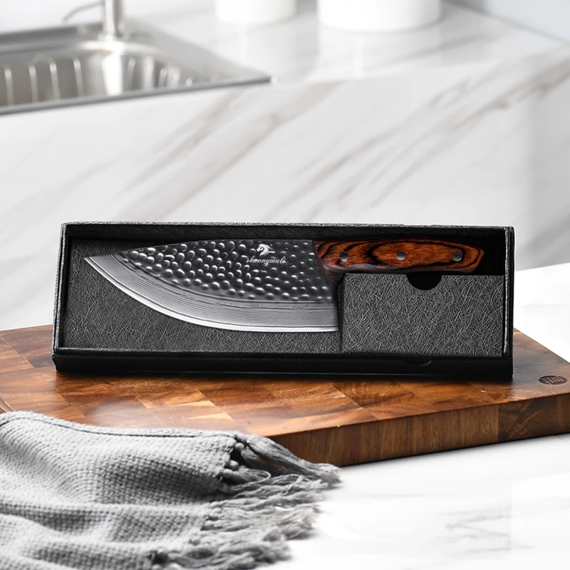 Shuangmali 8-дюймовый нож шеф-повара мясника из дамасской стали китайские кухонные