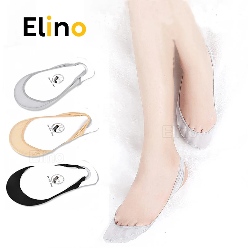 

Women Girls Fashion Short Sport Socks for Invisible Antiskid Summer Shallow Mouth Boat Sock Foot Heel Hollow Ice Silk Stocking