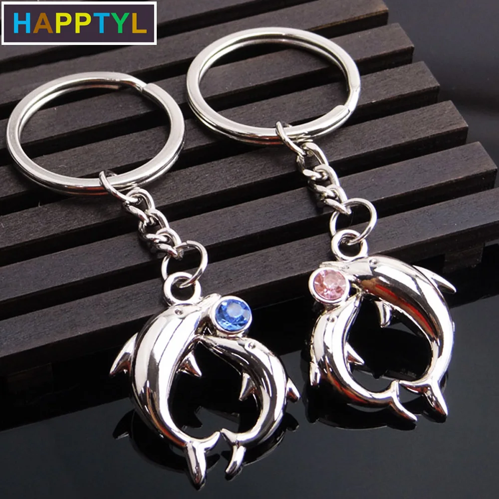 HAPPTYL креативный милый унисекс металлический брелок для ключей пара подарок