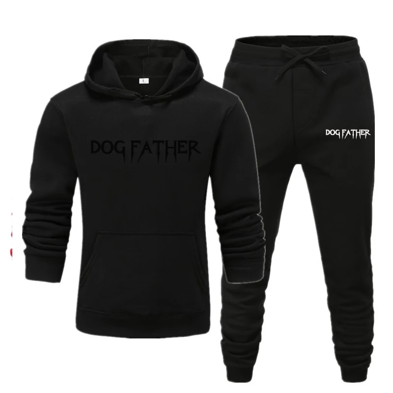 2020 Hot Brand Men's Pullover Hooded Autumn/Winter Sets Dog Father Letter Printed Hoodies Sweatpants Two Pieces Set Tracksuit | Мужская