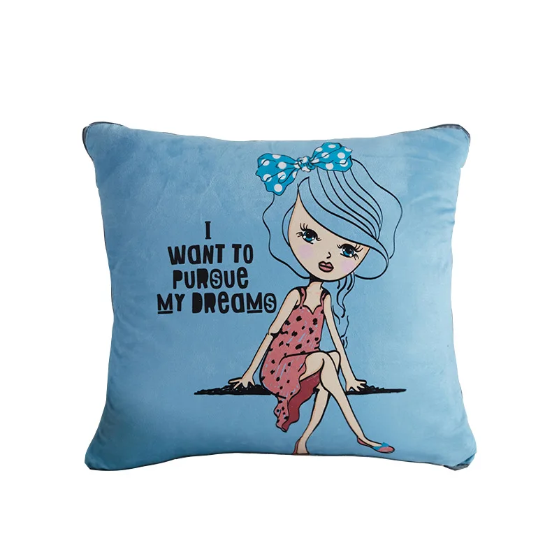 

Pillow quilt dual purpose coral fleece blanket car sofa foldable cushion office air conditioning multifunctional household car