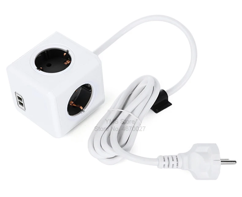 Allocacoc power cube Электрический провод-удлинитель 1,5 м 3 м 3600 Вт 2 usb порта 5 в 4 розетки ЕС силовая полоса Смарт мульти штепсельный адаптер