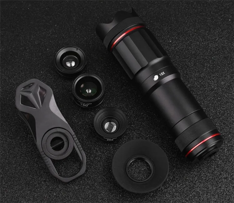 HD 4K набор объективов для мобильного телефона 18X телеобъектив с широкоугольным макросъемкой рыбий глаз 2х телескоп линзы для смартфонов