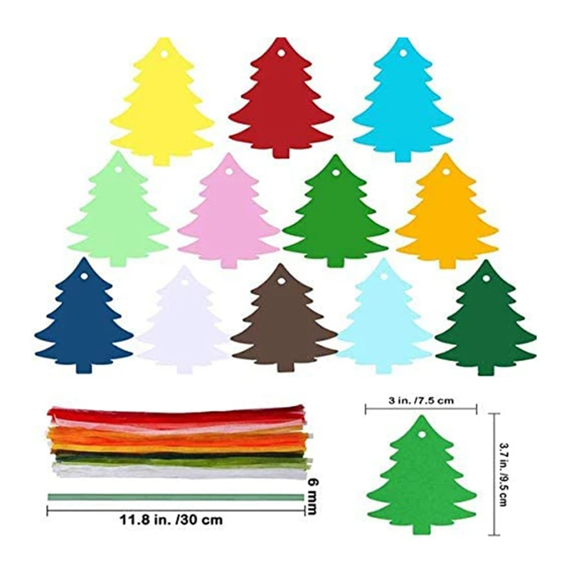 

120 Pcs Christmas Tree Kraft Paper Gift Tags 12 Colors Handmade Label with Hole for DIY Xmas Holiday Wedding Party Gift