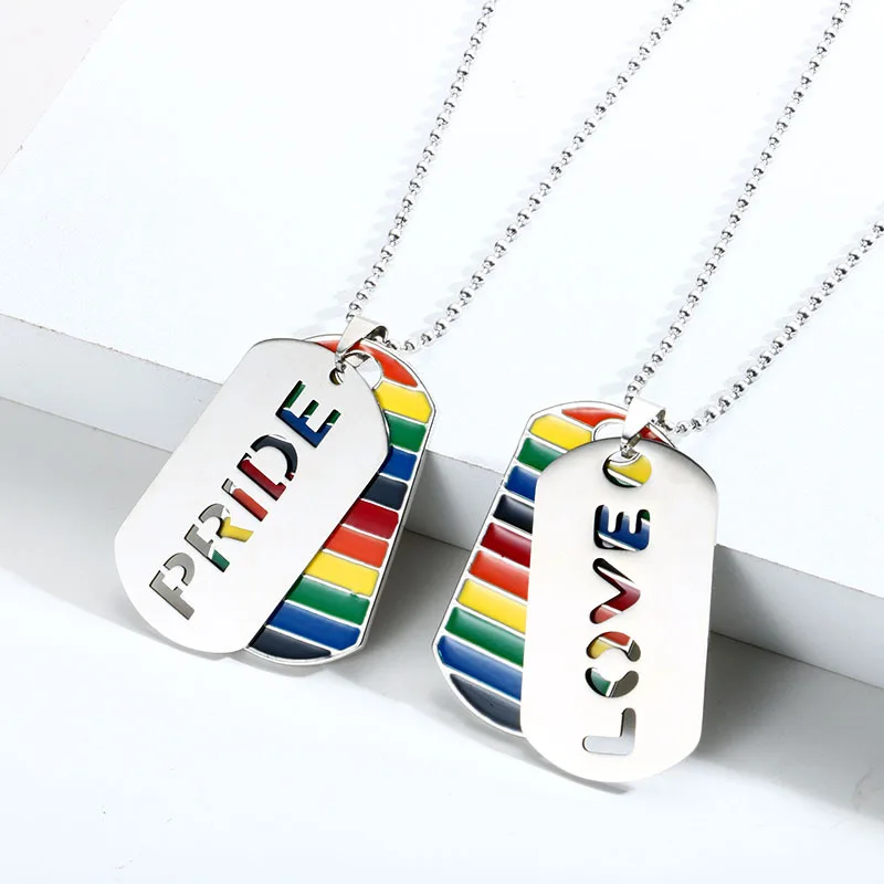 

LGBT Necklaces Double Layer Rainbow Love Pendant Necklace Lesbian Gay Pride Necklace For Men Women Jewelry