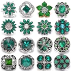 5 шт.лот новые ювелирные изделия с защелками зелёные Стразы Кристалл цветок металлическая защелка кнопки Подходит для 18 мм 20 мм Браслет Подвески Ювелирные изделия