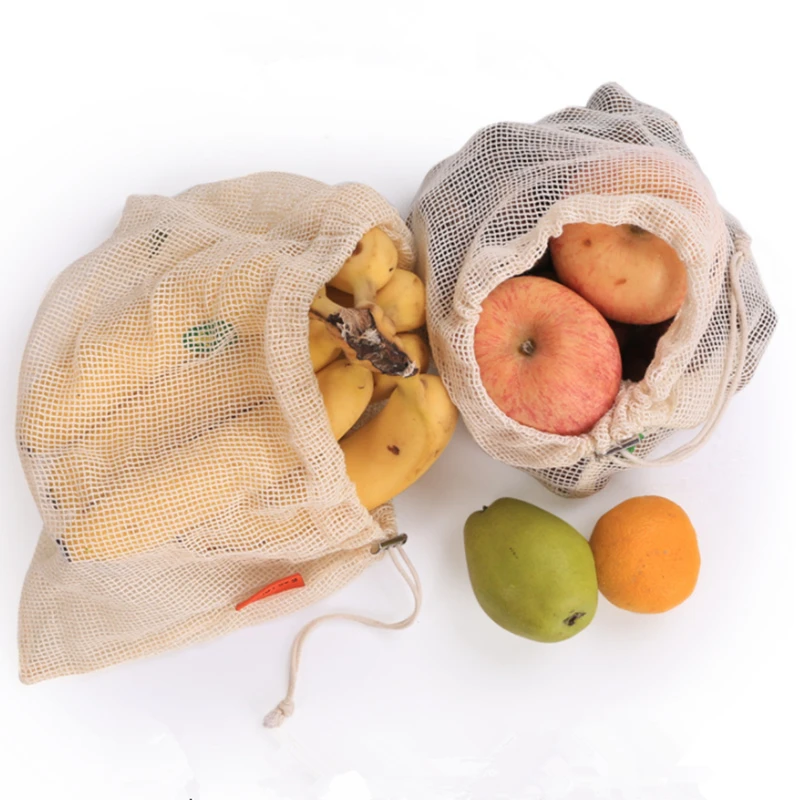 

1 шт. многоразовые производящие сумки хлопковые мешки для овощей сетчатые сумки с кулиской домашняя кухонная сумка для покупок