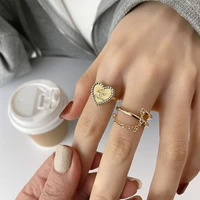 origin summer statement letter love heart ring for women girls textured chain open gold index finger ring jewelry fashion