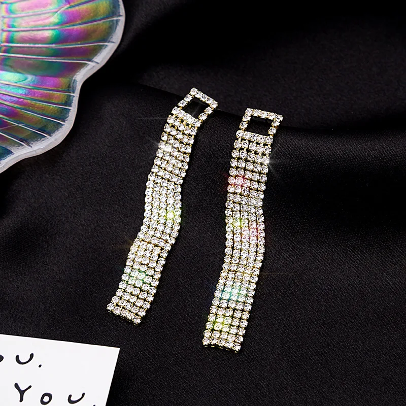 

Europe and America exaggerated geometric square tassel earring ladies fashion nightclubs trend earrings in Japan and South Korea