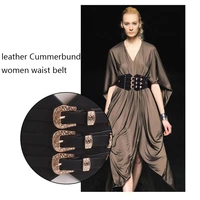 hatcygg retro belt for women leather wide belt cummerbund female rivet waistband elastic strap ladies belts for dress waist belt