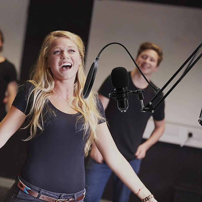 

Condenser Microphone Set,for Computer Podcast Microphones,Games,with Voice Control Chipset,Adjustable Scissor Arm Stand