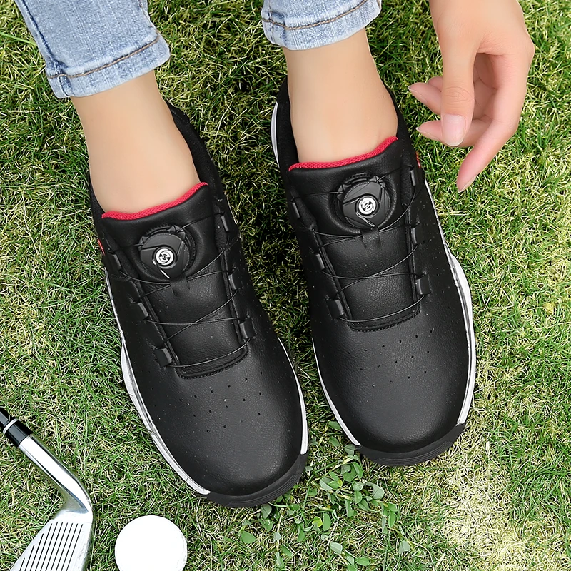 Professional Golf Shoes Ladies Grass Non-slip Golf Shoes Outdoor Training Golf Walking Sneakers Ladies Pink Black Golf Sneakers