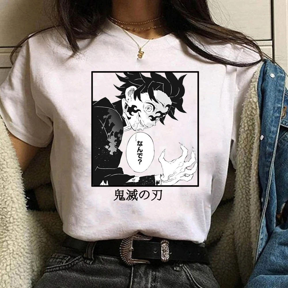 

Demon Slayer Tshirt Round Neck Cotton Shirts Anime Women Tank Top Summer