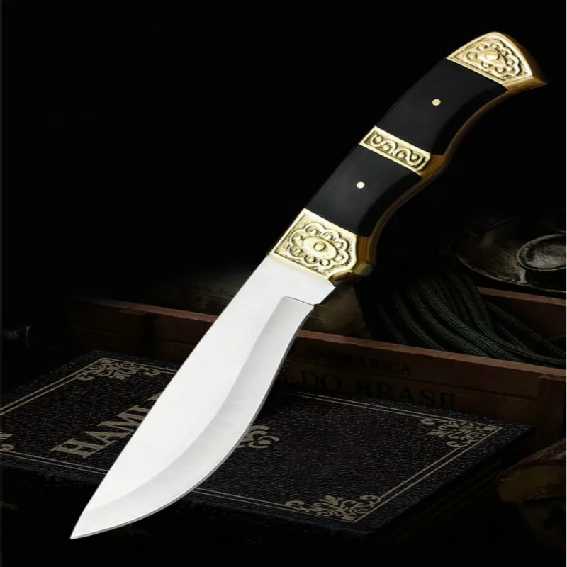 Очень прочный военный Полный Клинок с фиксированным клинком медная + деревянная