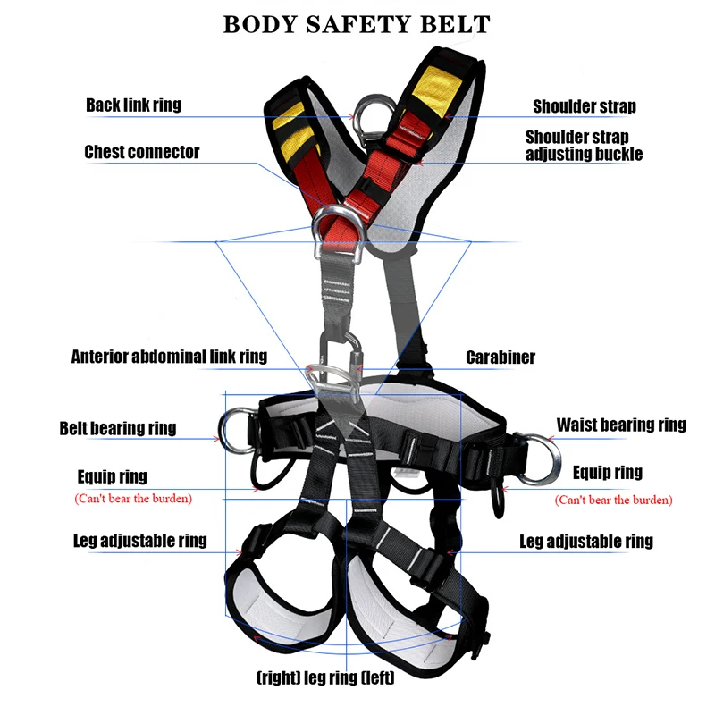 Ремень безопасности для альпинизма спасательный весь корпус удобный открытый