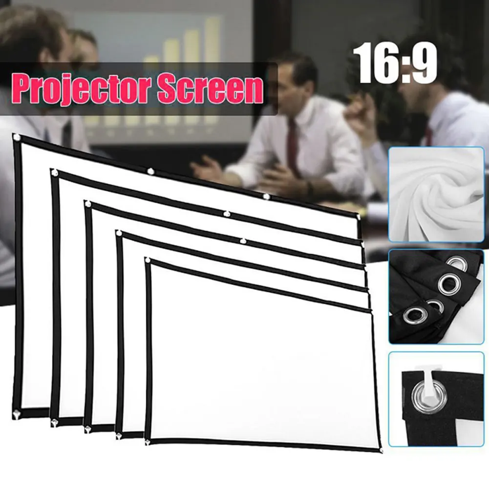 

Pull Down Movie Screen HD 1080p Foldable Portable Anti-Crease Projection Projector Movie Screen 60 72 84 92 100 120 150 inch