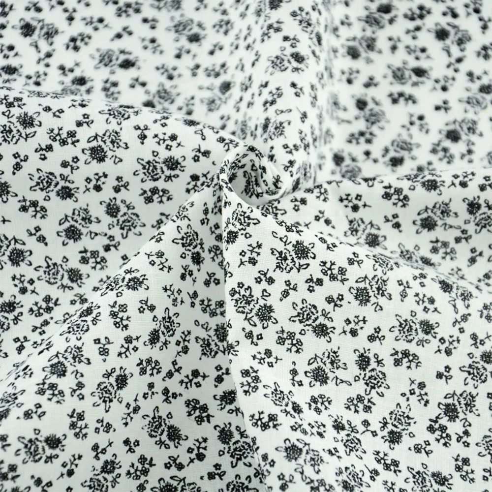 Cotton Fabric 2016 Small Black Flower Printed Sewing Pre-cut Fat Quarter Lovely Designs Tissue Crafts Dolls FabricCM Patchwork | Дом и сад