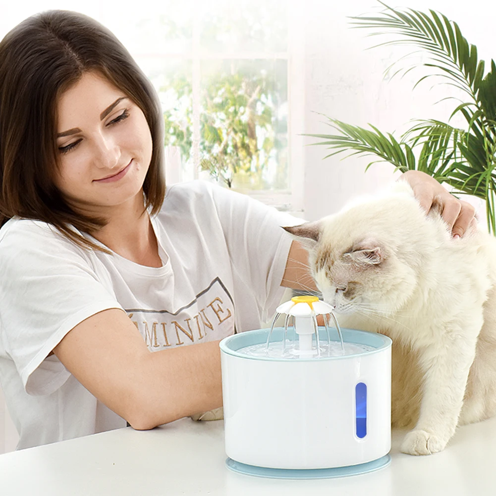 

Water Feeder Dispenser Container 2.4L Stainless Steel Dog Water Fountain Pet Cat Ultra Quiet Filter Drinking Bowl