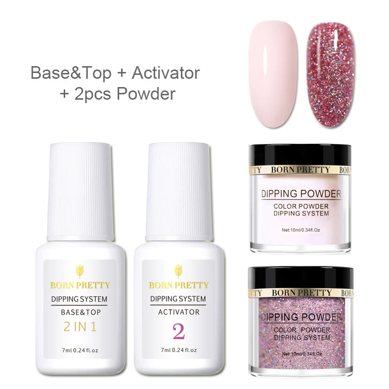 4PCS Set 7 BORN PRETTY База гель Топ натуральный сухой активатор защита Кистей Для Dip ногтей порошок системы Маникюр Dip ногтей силы набор - Цвет: 4PCS Set 7