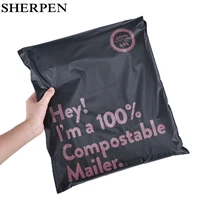 sherpen 50pcs black 100 biodegradable compostable mailer bag organizer eco courier mail bags mailers seal mailing envelope bag
