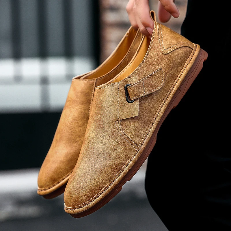 

Men Casual Shoes Loafers Men Shoes Quality Split Leather Shoes Men Flats Moccasins Shoes Plus Size