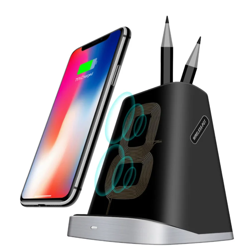 

Подставка Ascromy для быстрой беспроводной зарядки, держатель для ручек для iPhone XS Max, X, XR, 8 Plus, Samsung Note 9, 8, S9, S8, S7, 10 Вт, Индукционная зарядка QI