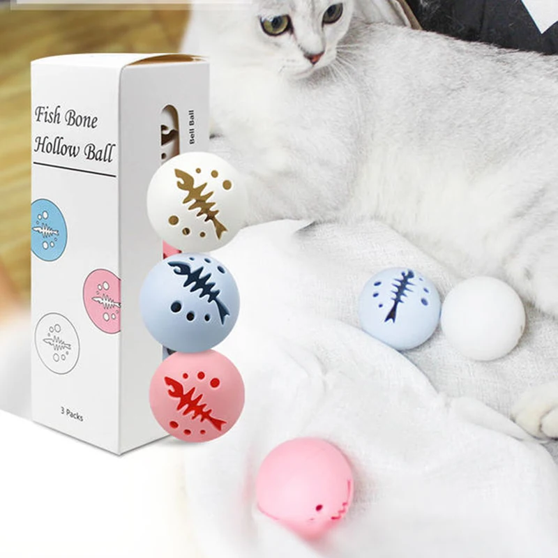 3 шт. игрушка для домашних животных кошек игровой мяч три цвета пластиковые
