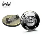 Броши с бронзовым покрытием с изображением символов Франкенштейна и его невесты стеклянные кристаллы металлические брошь на рюкзак значки