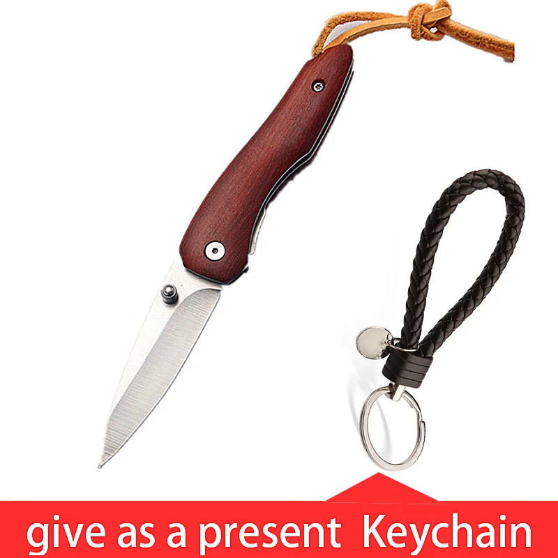 

Многоцелевой складной нож 4Cr14, карманный тактический резец с рукояткой из массива дерева для пилинга дыни и фруктов, повседневного использо...