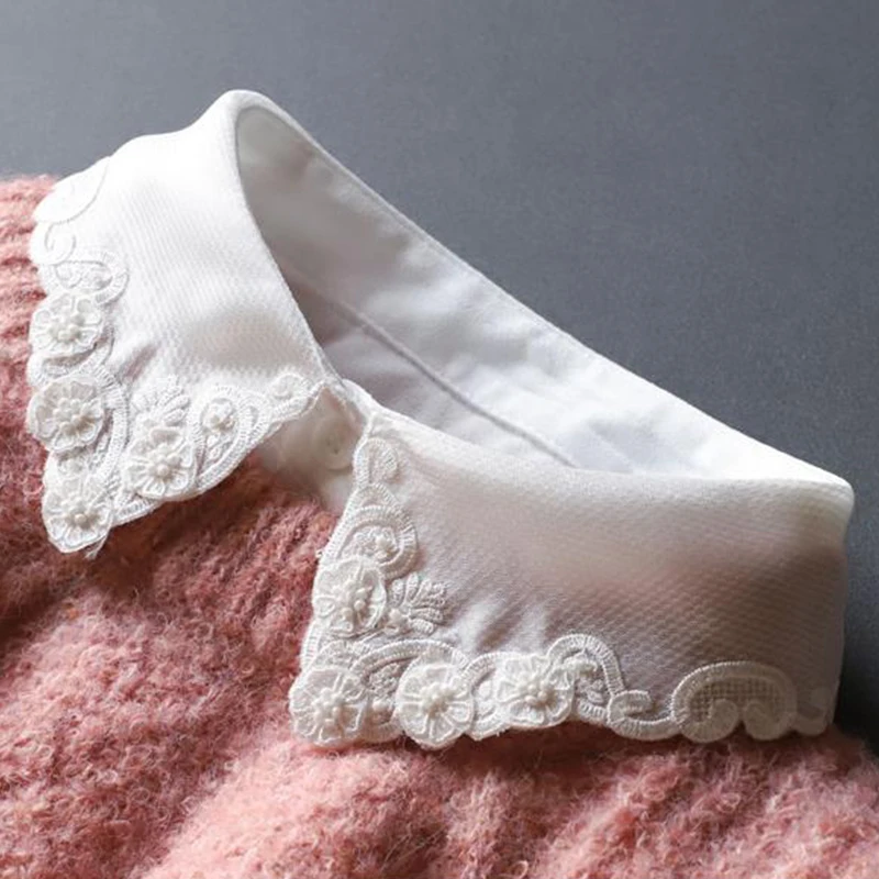 

Sitonjwly, винтажный воротник ручной работы с бисером, женский кружевной вышивкой, ложный воротник рубашки для свитера, блузки, топов, декоративный