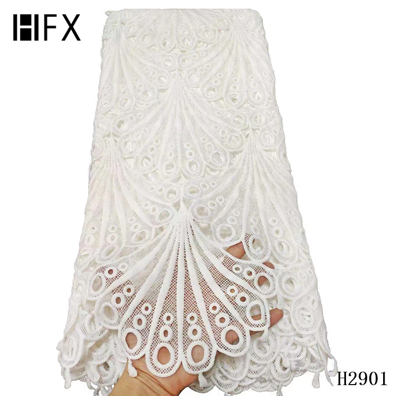 HFX белый гипюр кружевная ткань в нигерийском стиле 2020 Высокое качество Кружева