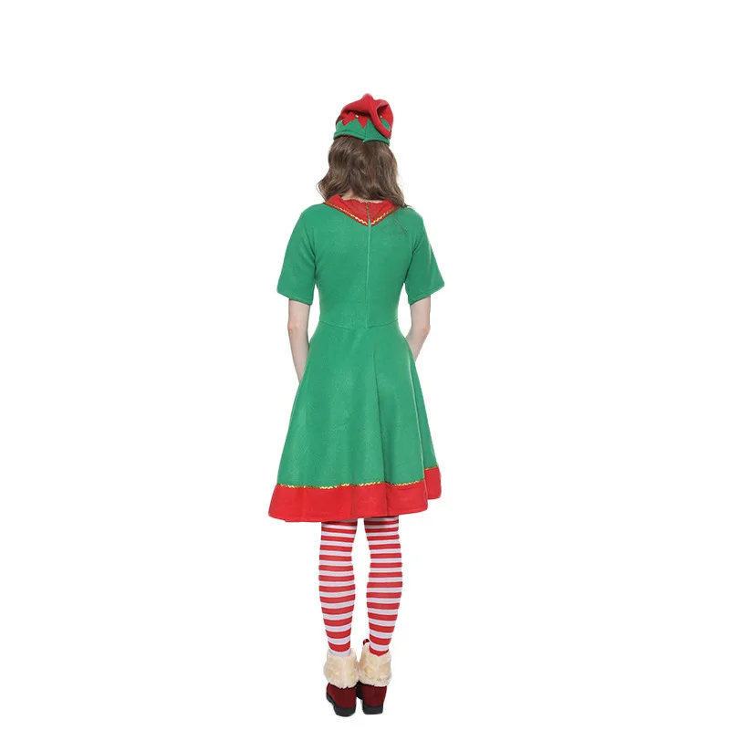 Eraspooky/Коллекция года, зеленый Рождественский эльфийский костюм, платье для взрослых, костюм Санта-Клауса, Одинаковая одежда для семьи Детский новогодний наряд для вечеринки