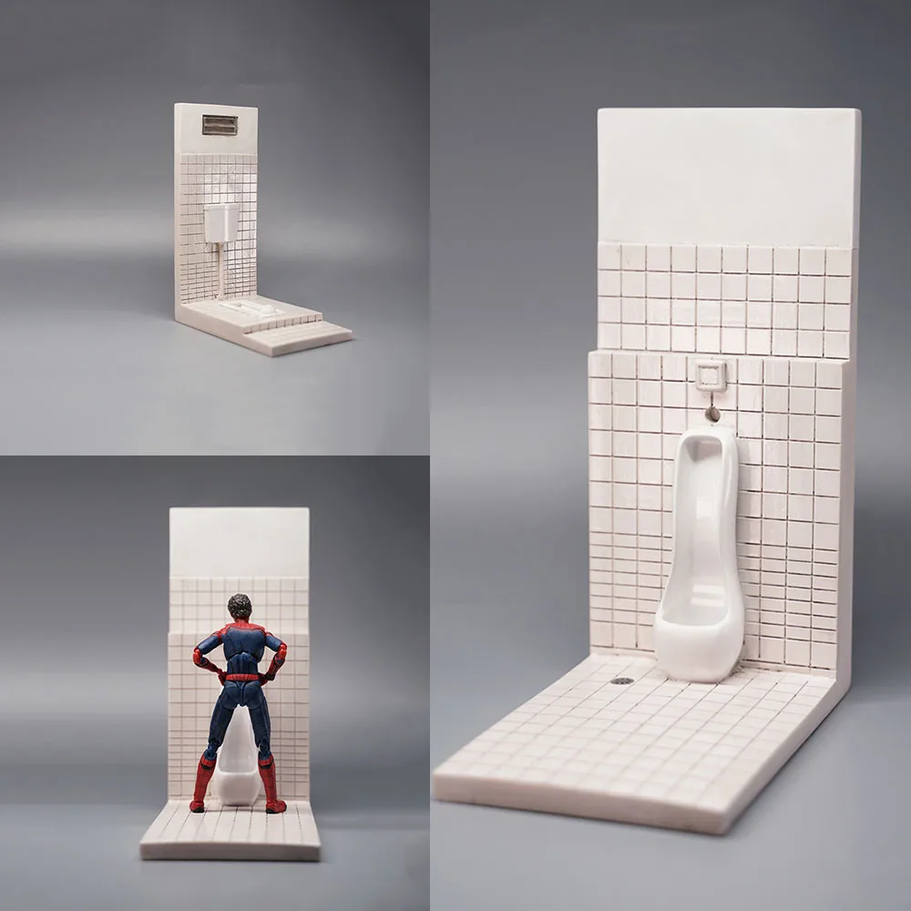 

1/12 Scale Figure Scene Accessory Dollhouse Miniature Toilet Urinal Squatting Pan Set Accessories Model Toy for 6'' Action Figur