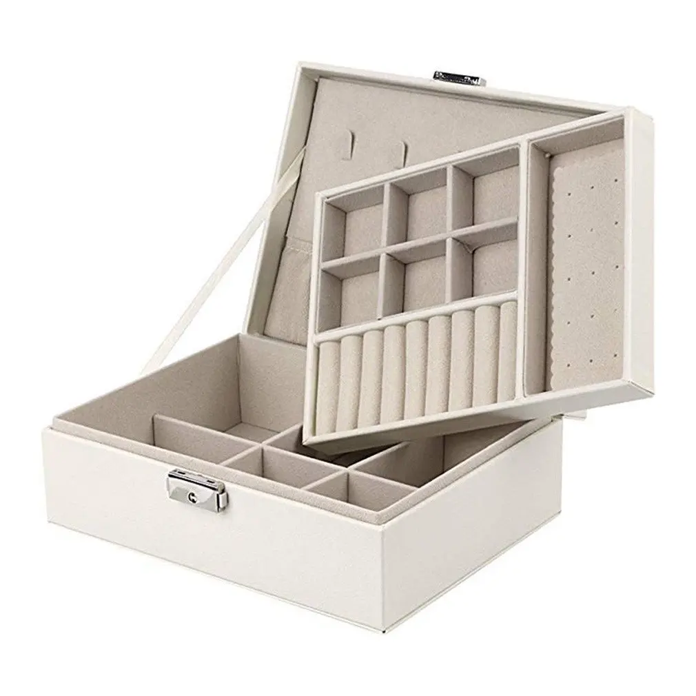 

Изысканная шкатулка для ювелирных изделий, женская кожаная упаковка, органайзер для хранения ожерелий, колец, серег, браслетов, подарочные ...