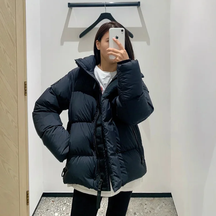 Женский пуховик с пышными пуховиками черная стандартная парка 21 дюйм | Женская