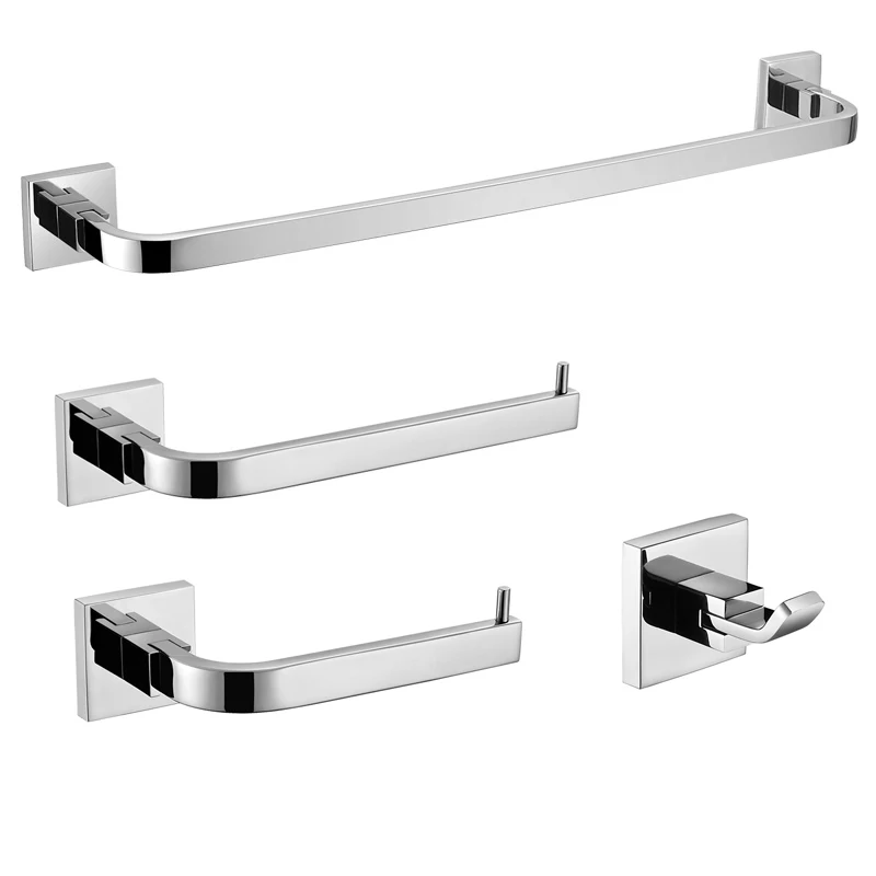 

Chrome Silver Bathroom Accessories Screw Wall Mounted Towel Bar Robe Hooks Toilet Paper Roll Holder Stainless Steel Hardware Set