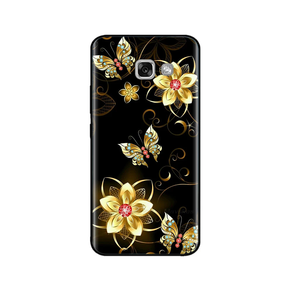 For Samsung Galaxy A3 2017 Case Silicon Soft Black Case FOR Samsung A7 A5 A3 2017 Case Cute Printed TPU Bumper Phone Cover