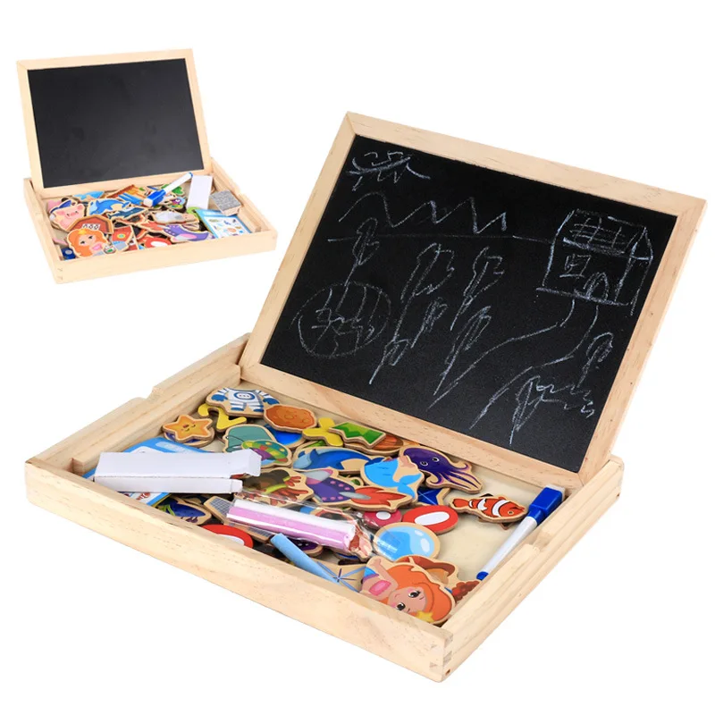Multifunctional Wooden Chalkboard Animal Magnetic Puzzle Whiteboard Blackboard Drawing Easel Board Arts Toys For Children Kids | Игрушки и