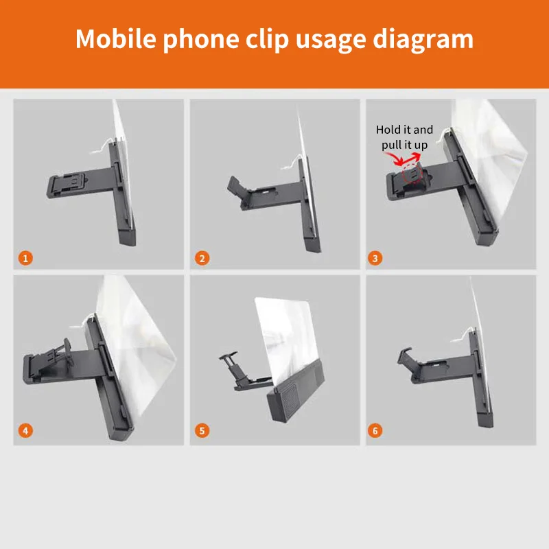 

Amplifier With Wired Speaker Phone Screen 12inch 3D HD Desktop Bracket Movie Video Amplifier For Smart Phone Expander Holder