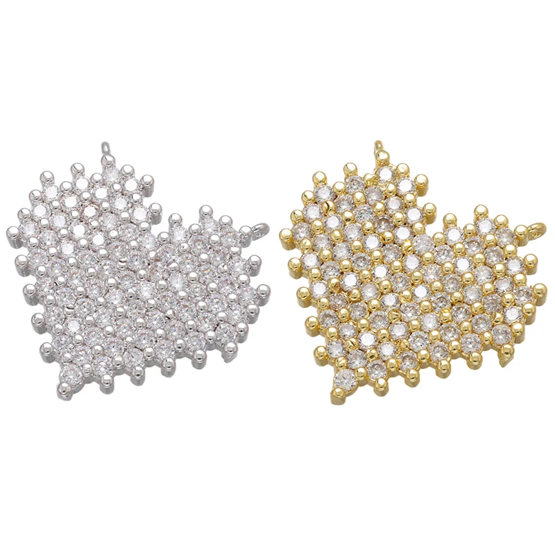 

ZHUKOU CZ crystal gold/silver color heart necklace pendants for women DIY making neacklace Jewelry accessories supplies VD834