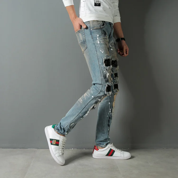 April MOMO 2021 брендовые джинсы ретро ностальгические прямые брюки пэчворк вышивка