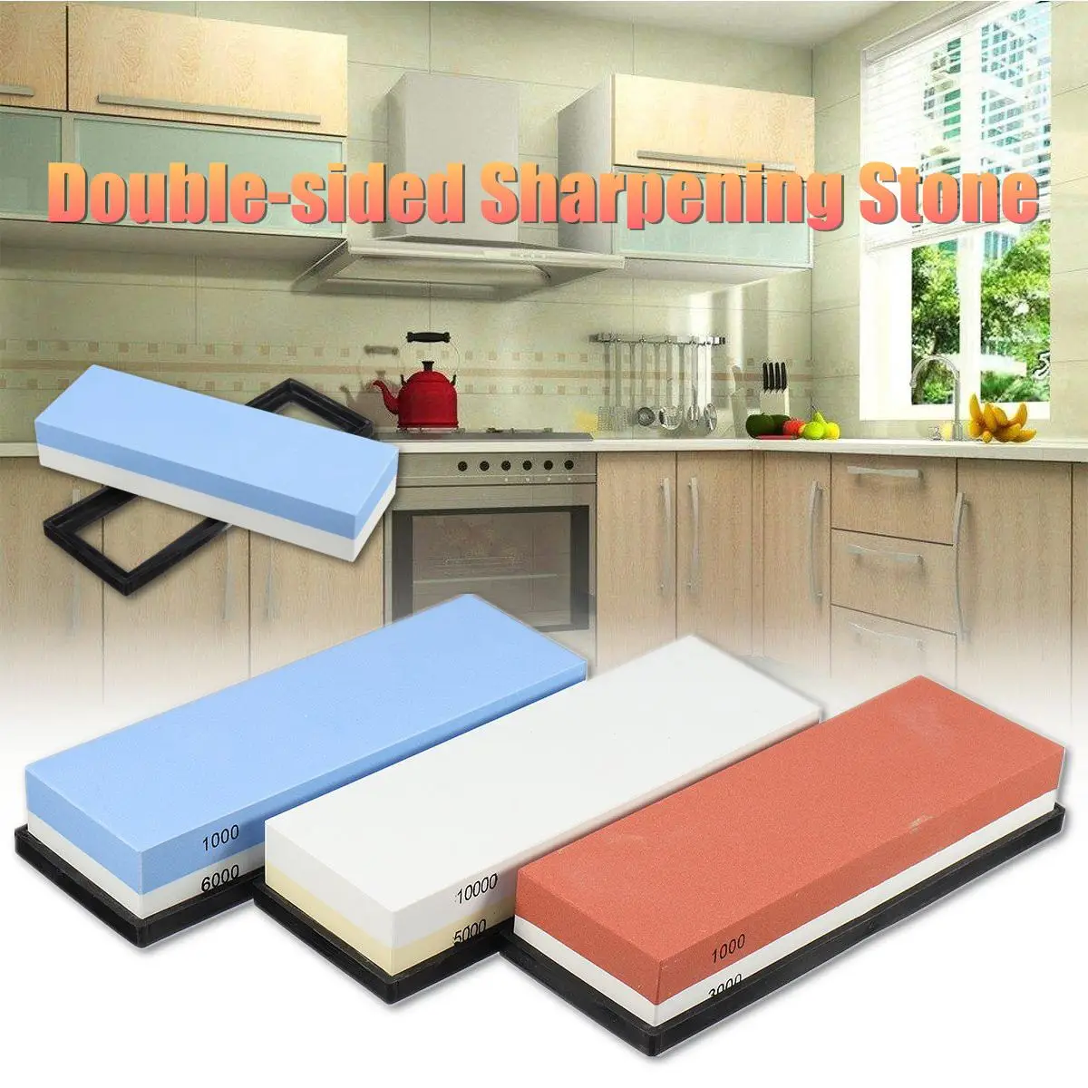 

Knife Sharpener Stone Dual Side Whetstone Professional Kitchen Sharpening Stone Base 1000 3000 5000 6000 Kitchen Grinding Tool