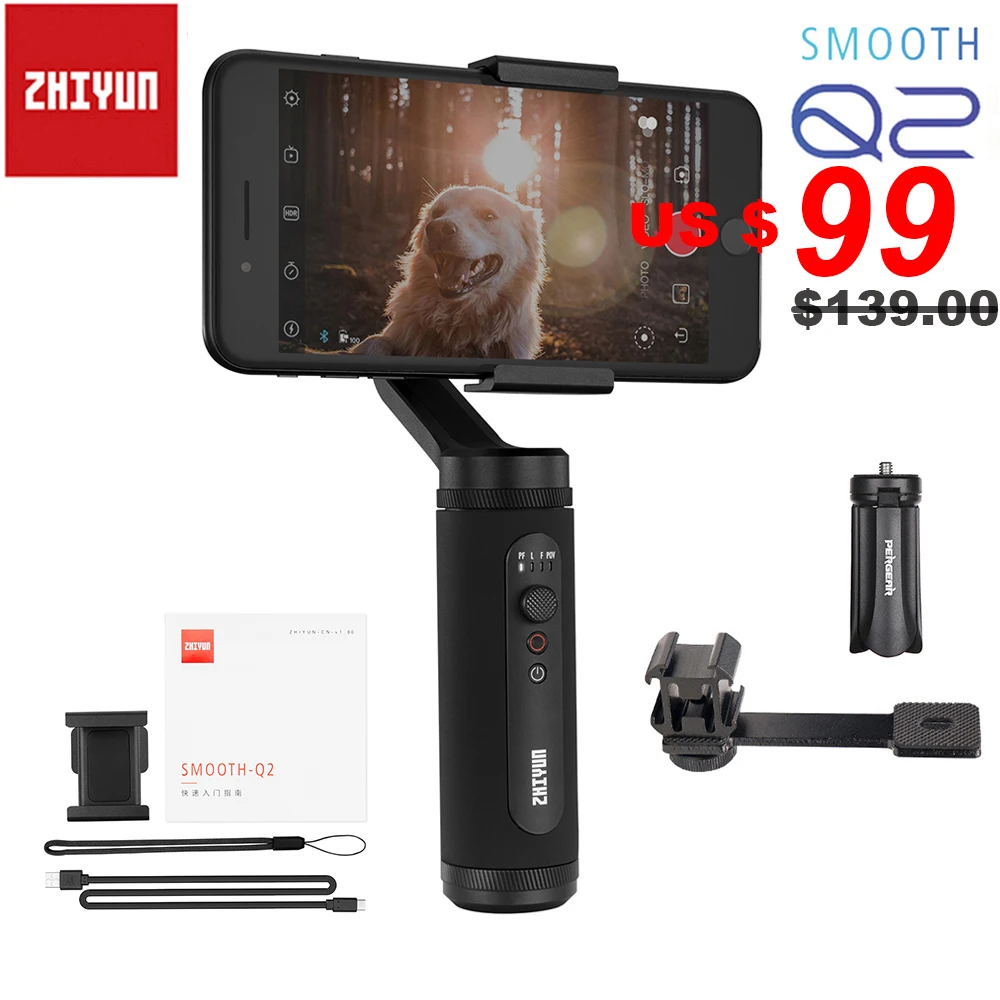 3-осевой Ручной Стабилизатор Zhiyun Smooth Q2 / 4 для смартфонов iPhone 11 Pro Max XS X 8P Samsung S10 S9 S8