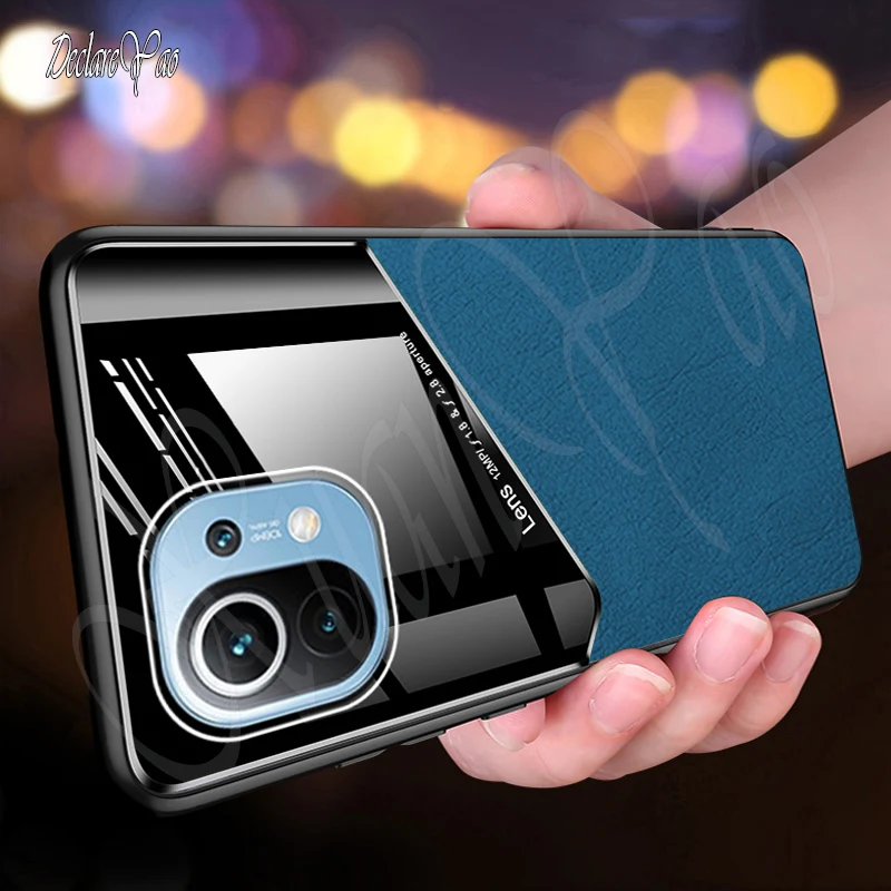 

1T Pro Case DECLAREYAO Slim Leather Coque For Xiaomi Mi 11T 11X 11i 11 Lite Ultra Cover Hard Metal Magnetic Silicone Soft Edge