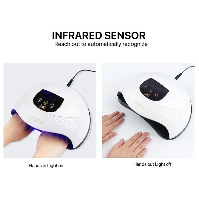 

HX2Plus Nail Lamp Auto 60LED UV Lamp Quick Dry Nail Gel Dryer Lamp Professional Phototherapy Manicure Lamp-EU Plug