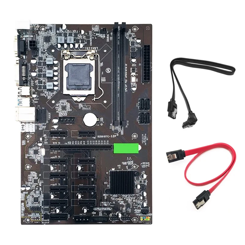 B250 BTC Mining Motherboard with 2XSATA Cable LGA 1151 DDR4 12XGraphics Card Slot SATA3.0 USB3.0 for Miner | Компьютеры и офис