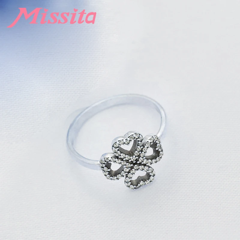 Новинка 2019 кольца MISSITA с кристаллом в виде клевера для женщин подходит
