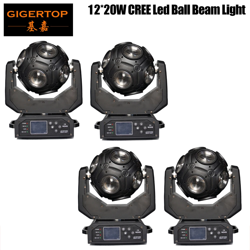 

TIPTOP Unique Design 4Pcs/Lot 12x20W CREE RGBW 4in1 LED Football Moving Head Light Effect DJ Disco Nightclub Party Light