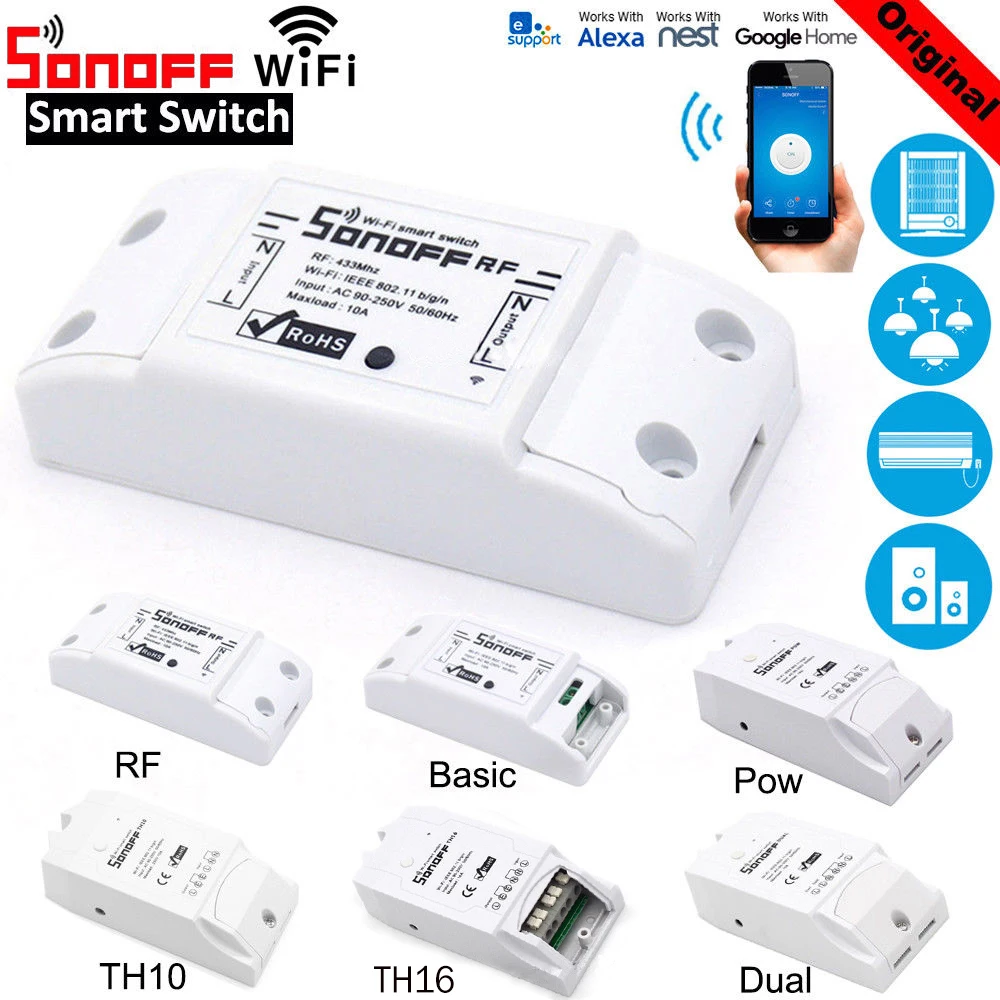 SONOFF TH10/TH16 RF Basic Pow Dual, умный Wifi переключатель умный дом WiFi беспроводной модуль автоматизации, работа с Alexa Google