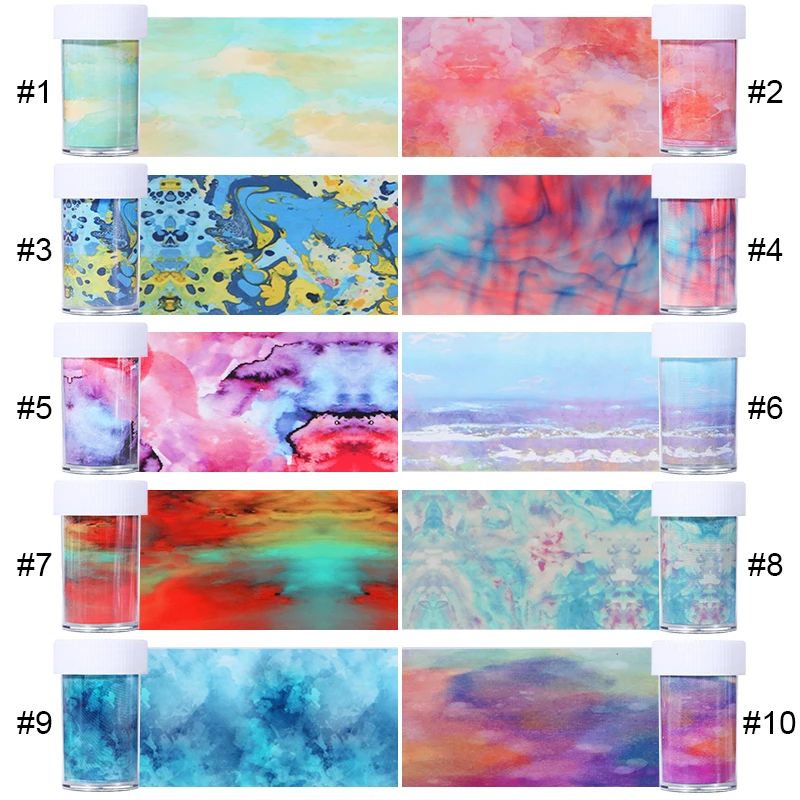 4*50 см серия Psychedelic Sky Фольга для ногтей смешанные узоры наклейки для переноса ногтей аксессуары дизайн для украшения ногтей 10 узоров